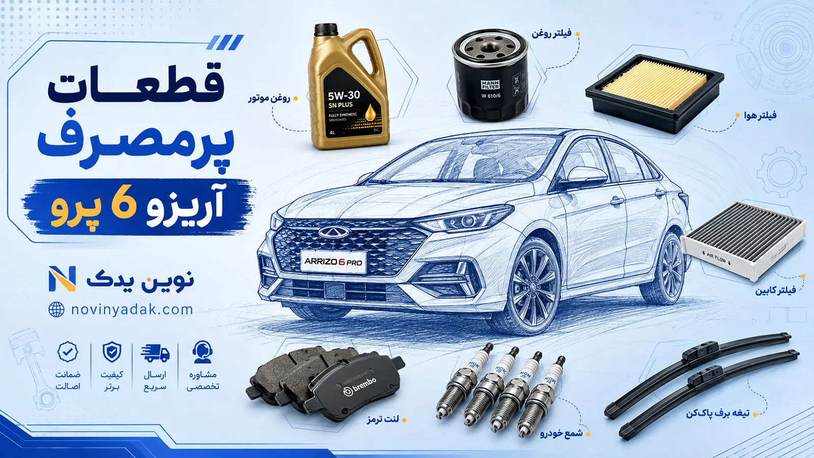قطعات پرمصرف آریزو 6 پرو